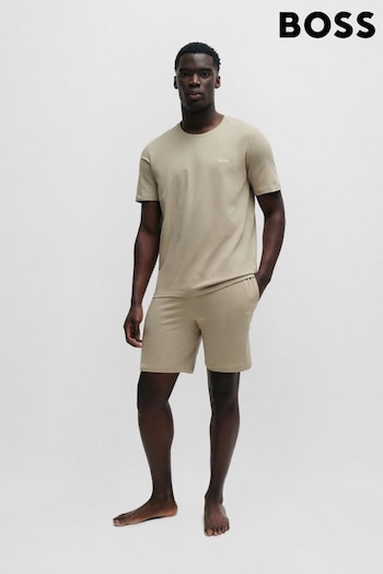 BOSS Beige Stretch Cotton Jersey Shorts Midi (B77676) | £39
