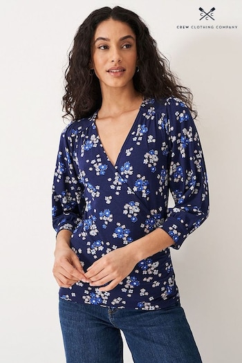Crew Clothing Company Floral Jersey Wrap Top (B77720) | £39