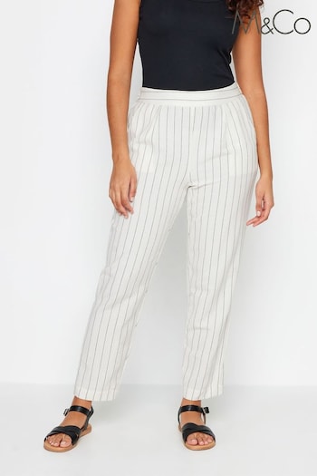 M&Co Cream Natural Brown Stripe Print Linen Trousers (B77807) | £34