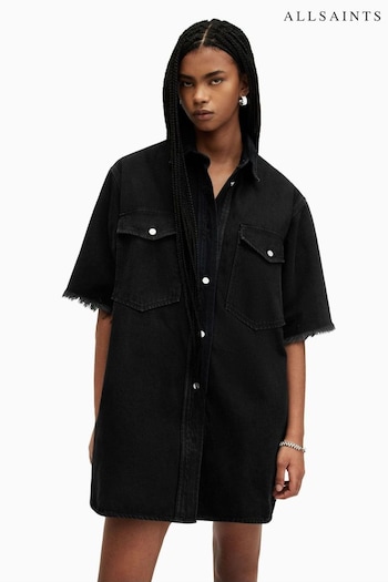 AllSaints Black Lily Short Sleeve Denim Dress (B77846) | £139