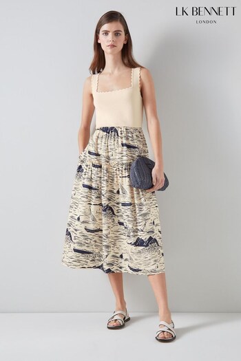 LK Bennett Crosby Cotton Blend Riviera Print Dress (B77921) | £279