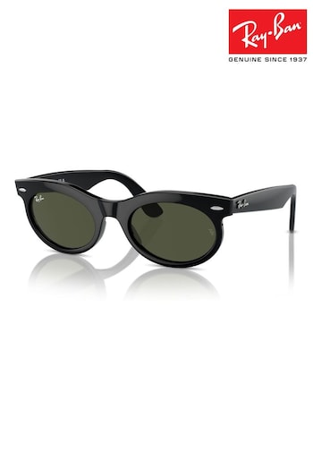 Rayban Wayfarer Oval Rb2242 Oval Black Sunglasses (B78093) | £155