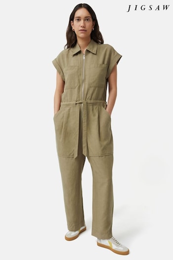 Linen Zip Front Jumpsuit (B78108) | £185