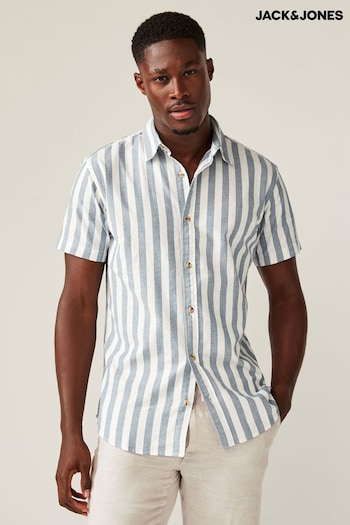JACK & JONES Blue Printed Short Sleeve Summer Shirt (B78158) | £22