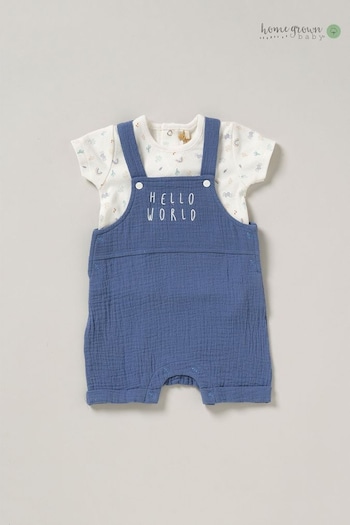 Homegrown Blue Dungaree Outfit Set (B78169) | £24
