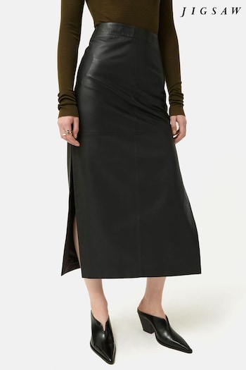 Jigsaw Leather Maxi Black Skirt (B78186) | £350