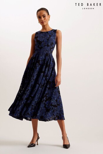 Ted Baker Blue Occhito Cut Out Midi Dress (B78265) | £250