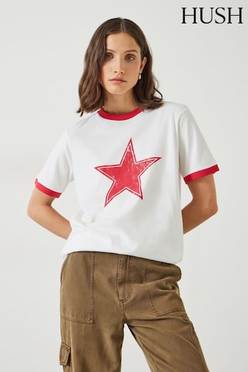 Hush White Shaan Star Ringer T-Shirt (B78331) | £39