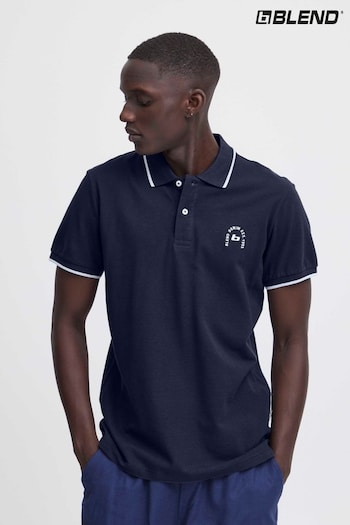 Blend Blue Camo Pique Short Sleeve Polo Shirt (B78429) | £16