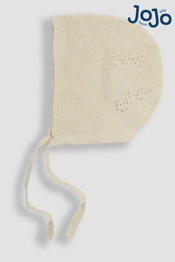 JoJo Maman Bébé Cream Knitted Baby Bonnet (B78470) | £0