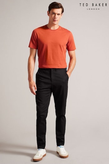 Ted Baker Black Regular Fit Haybrn Textured Chino Trousers (B78497) | £90