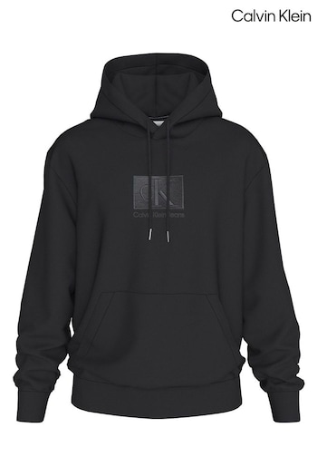 Calvin Triangle Klein Logo Embroidery Patch Black Hoodie (B78519) | £120