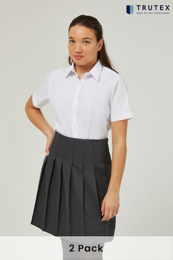 Trutex Regular Fit Short Sleeve School White Shirts 2 Pack (B78522) | £21 - £24
