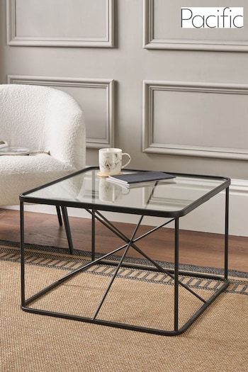 Pacific Glass and Black Roxy Metal Coffee Table (B78583) | £179.99