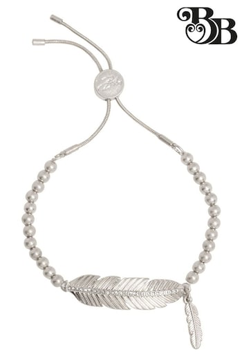 Bibi Bijoux Silver Tone Pave feather Friendship Bracelet (B78616) | £25