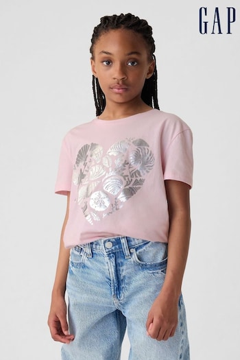 Gap Pink Cotton Graphic Crew Neck Short Sleeve T-Shirt (4-13yrs) (B78632) | £10