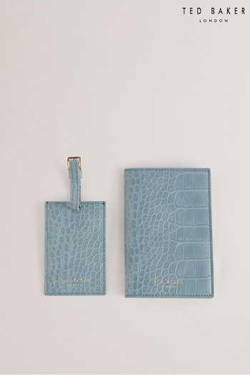 Ted Baker Blue Annitae Imitation Croc Effect Passport And Luggage Tag Bag (B78633) | £55