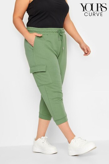 Yours Curve Green Cropped Cargo Joggers (B78646) | £24