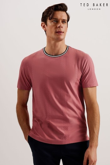 Ted Baker Pink Slim Fit Rousel Jacquard T-Shirt (B78660) | £55