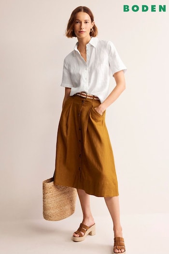 Boden White Hazel Short Sleeve Linen Shirt (B78676) | £65