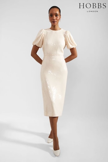Hobbs Cream Tamzin Sequin Dress (B78689) | £199
