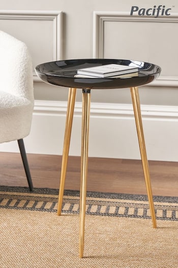 Pacific Black Seline Enamelled Table with Gold Legs (B78803) | £149.99