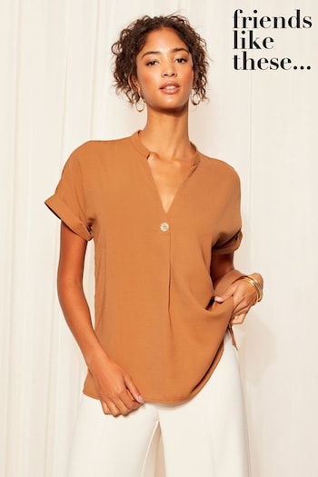 Camping & Accessories Red V Neck Roll Sleeve Button Blouse (B78826) | £27