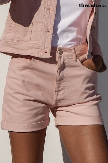 Threadbare Pink Classic Denim Turn-Up Shorts closed (B78912) | £24