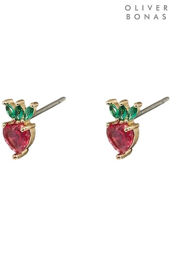 Oliver Bonas Red  Sierra Strawberry Stud Earrings (B78969) | £9.50