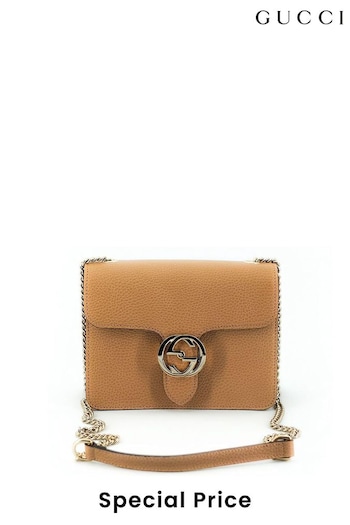 Gucci WITH Beige Calf Leather Dollar Brown Shoulder Bag (B79118) | £2,120