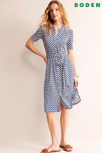 Boden Light Blue Petite Julia Short Sleeve Shirt Dress (B79139) | £75