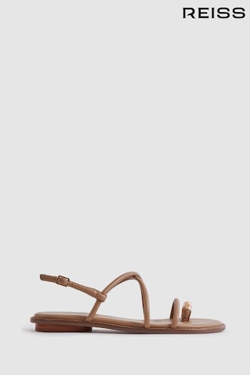 Reiss Nude Molly Strappy Leather Sandals with Toe Ring (B79141) | £148