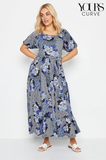 Yours Curve Blue Tiered Maxi Dress (B79168) | £37