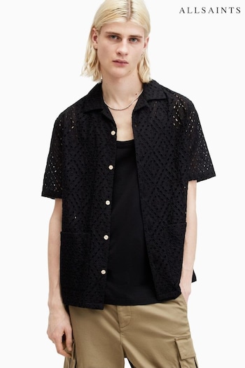 AllSaints Black Quinta Short Sleeve Shirt (B79191) | £129