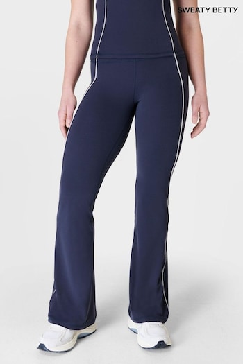 Sweaty Betty Navy Blue Super Soft Picot Lace Flare Trousers (B79230) | £90