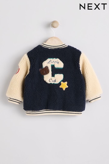 Navy Blue Baby Borg Hooded Fleece Jacket (0mths-2yrs) (B79296) | £18 - £19