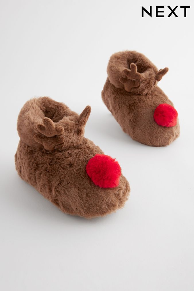 Boys Christmas Slippers Touch Fastening Slippers Sliders Next