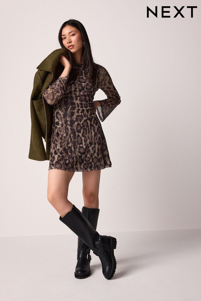 Women s Casual Animal Print Dresses Midi Shift Print Dresses Next UK