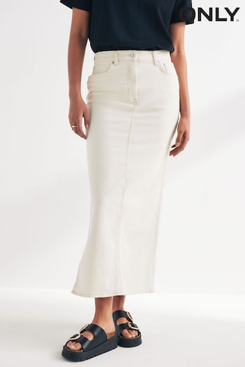 ONLY White Side Split Denim Maxi Skirt (B79484) | £40