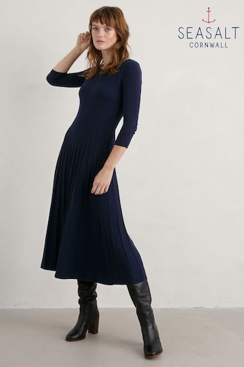 Seasalt Cornwall Blue Folk Song Knitted Midi Dress (B79500) | £90