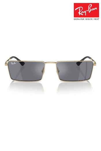 Ray-Ban Gold Tone Emy Rb3741 Rectangle Sunglasses (B79506) | £149