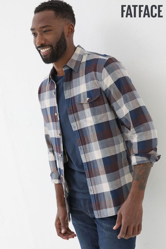 Mens blue buffalo check shirt outlet