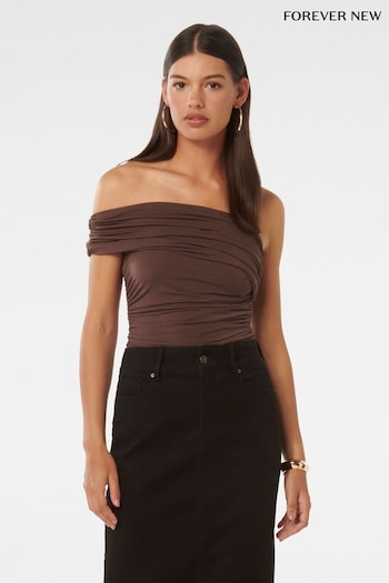 Forever New Brown Daphne One Shoulder Ruched Top (B79645) | £45