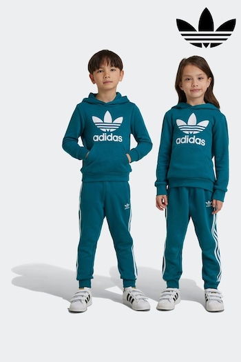 adidas Teal Blue Kids Originals Adicolor Hoodie Set (B79770) | £45