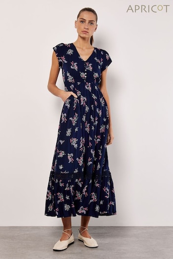 Apricot Blue Botanical Lace Insert Maxi Dress (B80000) | £45