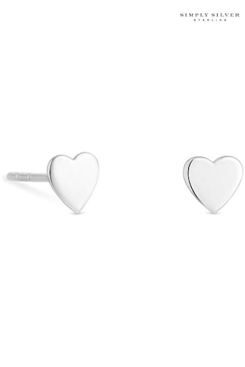 Simply Silver Silver Heart Stud Earrings (B80144) | £8