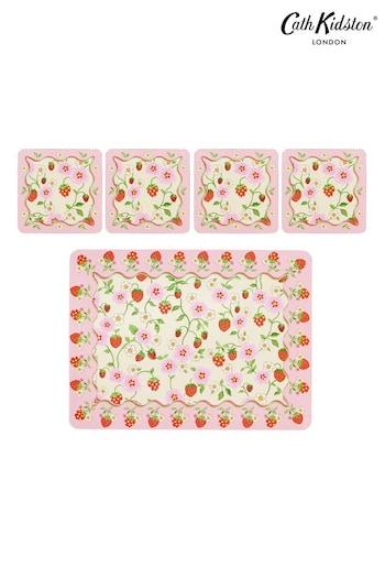 Cath Kidston Pink Strawberry Cork Back Placemats & Coasters (B80238) | £24