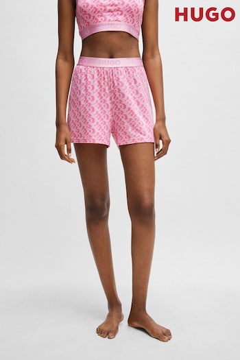 HUGO Pink Stretch Jersey Pyjama Shorts With Seasonal Print (B80331) | £39