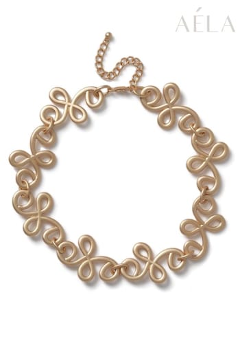 Aela Gold Tone Swirl Collar Necklace (B80390) | £25