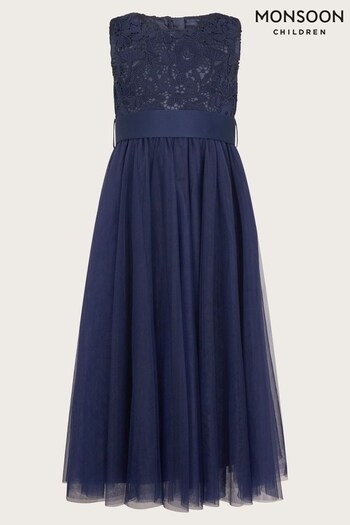 Monsoon Blue Cindy Rosette Dress (B80392) | £58 - £68